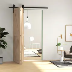 HOMCOM 5ft Bi-Folding Sliding Barn Door Hardware Kit - Black - 8