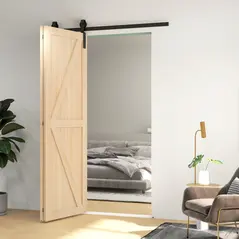 HOMCOM 5ft Bi-Folding Sliding Barn Door Hardware Kit - Black - 6