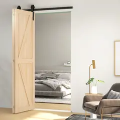 HOMCOM 4FT/122CM Bi-Folding Sliding Barn Door Hardware Track Kit, Heavy Duty Sliding Door Kit for 2 Doors with J Shape Hanger - 6