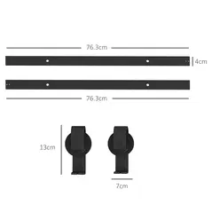 HOMCOM 5ft Bi-Folding Sliding Barn Door Hardware Kit - Black - 3