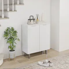 HOMCOM Five-Shelf Shoe Storage Cupboard - White - 2