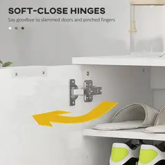 HOMCOM Five-Shelf Shoe Storage Cupboard - White - 5