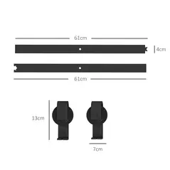 HOMCOM 4FT/122CM Bi-Folding Sliding Barn Door Hardware Track Kit, Heavy Duty Sliding Door Kit for 2 Doors with J Shape Hanger - 3