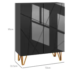 HOMCOM Narrow Shoe Storage Cabinet with Soft-Close Hinges and Adjustable Shelves for 15-20 Pairs of Shoes, Black - 3