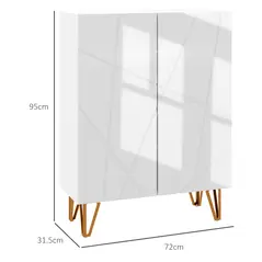 HOMCOM Narrow Shoe Storage Cabinet with Soft-Close Hinges and Adjustable Shelves for 15-20 Pairs of Shoes, White - 3