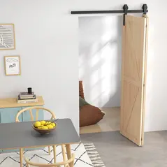 HOMCOM 4FT/122CM Bi-Folding Sliding Barn Door Hardware Track Kit, Heavy Duty Sliding Door Kit for 2 Doors with J Shape Hanger - 7