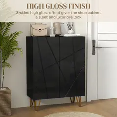 HOMCOM Narrow Shoe Storage Cabinet with Soft-Close Hinges and Adjustable Shelves for 15-20 Pairs of Shoes, Black - 6