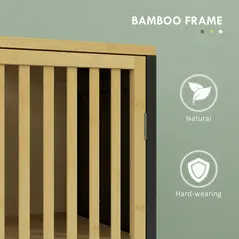 HOMCOM Bamboo-Blend Retro Cut-Out Tall Bathroom Storage Unit - 5
