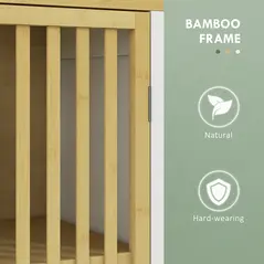 HOMCOM Bamboo-Blend Retro Cut-Out Bathroom Storage Unit, with Cupboard - 5
