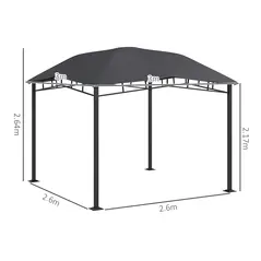 Outsunny 3x3(m) Outdoor Gazebo Garden Gazebo Pavilion Sunshade Canopy Tent with Steel Frame, Grey - 3