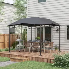 Outsunny 3x3(m) Outdoor Gazebo Garden Gazebo Pavilion Sunshade Canopy Tent with Steel Frame, Grey - 2