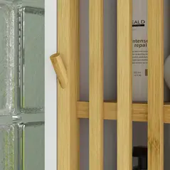 HOMCOM Bamboo-Blend Retro Cut-Out Bathroom Storage Unit, with Cupboard - 9