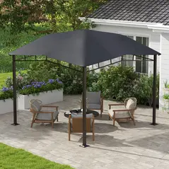 Outsunny 3x3(m) Outdoor Gazebo Garden Gazebo Pavilion Sunshade Canopy Tent with Steel Frame, Grey - 7