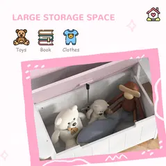 AIYAPLAY 2-in-1 Toy Box for Kids with Lid for Bedroom, Nursery, Playroom, Pink - 7