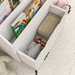 AIYAPLAY Bookcase for Kids with Shelves, Drawer, Bookcase for Bedroom, Playroom, White - 8