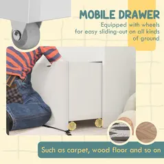 AIYAPLAY Bookcase for Kids with Shelves, Drawer, Bookcase for Bedroom, Playroom, White - 6