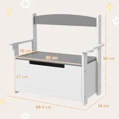 AIYAPLAY 2-in-1 Toy Box for Kids with Lid for Bedroom, Nursery, Playroom, Grey - 3