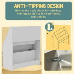 AIYAPLAY Bookcase for Kids with Shelves, Drawer, Bookcase for Bedroom, Playroom, White - 5
