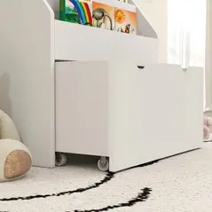 AIYAPLAY Bookcase for Kids with Shelves, Drawer, Bookcase for Bedroom, Playroom, White - 9