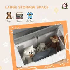 AIYAPLAY 2-in-1 Toy Box for Kids with Lid for Bedroom, Nursery, Playroom, Grey - 7