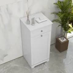 HOMCOM Single Hamper Laundry Storage Cabinet - White - 8