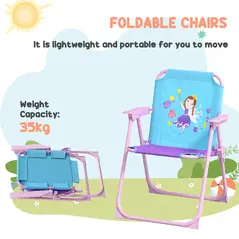 Outsunny 4PCs Kids Garden Furniture Set w/ 2 Seater Garden Swing Chair with Adjustable Canopy, Childrens Table and Chair Set with Parasol, for Toddler Girls 3-6 Years Old - 5