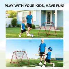 HOMCOM Double Sided Football Rebounder Net, Football Rebound Goal with Five Adjustable Angles, Red - 7
