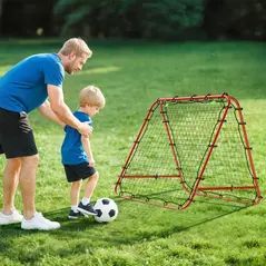 HOMCOM Double Sided Football Rebounder Net, Football Rebound Goal with Five Adjustable Angles, Red - 9