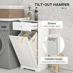 HOMCOM Single Hamper Laundry Storage Cabinet - White - 4