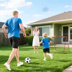 HOMCOM Double Sided Football Rebounder Net, Football Rebound Goal with Five Adjustable Angles, Red - 8