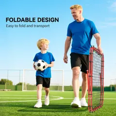 HOMCOM Double Sided Football Rebounder Net, Football Rebound Goal with Five Adjustable Angles, Red - 5