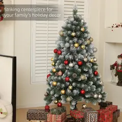 HOMCOM 5ft Snow-Dipped Artificial Pine Christmas Tree - 4