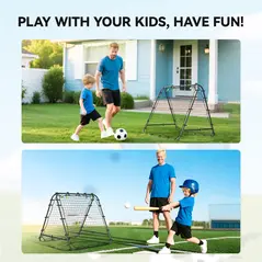 HOMCOM Double Sided Football Rebounder Net, Football Rebound Goal with Five Adjustable Angles, Black - 7