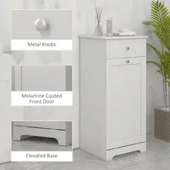 HOMCOM Single Hamper Laundry Storage Cabinet - White - 5