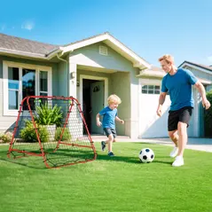 HOMCOM Double Sided Football Rebounder Net, Football Rebound Goal with Five Adjustable Angles, Red - 2