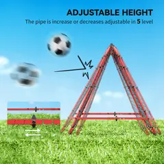 HOMCOM Double Sided Football Rebounder Net, Football Rebound Goal with Five Adjustable Angles, Red - 4