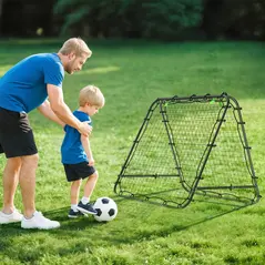 HOMCOM Double Sided Football Rebounder Net, Football Rebound Goal with Five Adjustable Angles, Black - 9