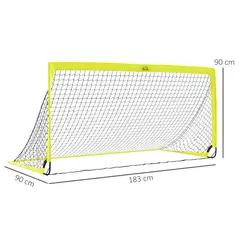 HOMCOM Two Football Goal Nets, Foldable Outdoor Sport Training Equipment, for Teens, Adults, with Carrying Bag, Yellow - 3