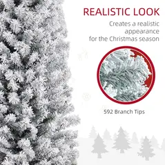 HOMCOM 7ft Snowy Artificial Christmas Tree, with Lights, Decorations and Pine Cones - 6