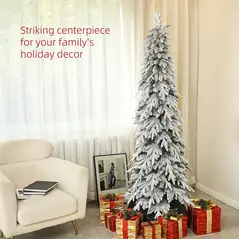 HOMCOM 7ft Snow-Covered Unlit Artificial Christmas Tree - 4