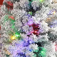 HOMCOM 7ft Snowy Artificial Christmas Tree, with Lights, Decorations and Pine Cones - 9