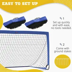 HOMCOM Set of 2 Football Goal Net 6 x 3 ft Foldable Outdoor Sport Training Teens Adults Football with Carrying Bag Blue - 4