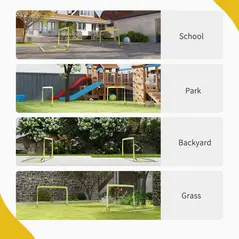 HOMCOM Two Football Goal Nets, Foldable Outdoor Sport Training Equipment, for Teens, Adults, with Carrying Bag, Yellow - 6