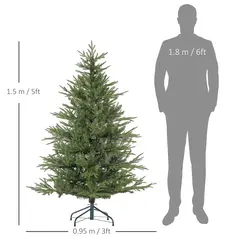 HOMCOM 5ft Bushy and Bare Artificial Christmas Tree - Green - 3