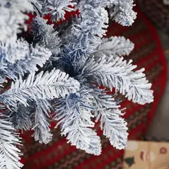 HOMCOM 6ft Flocked Artificial Christmas Tree with 700 Snow Frosted Tips, Metal Stand, Snowy Hinged Xmas Tree, Blue - 9