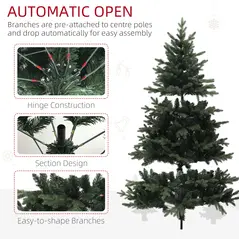 HOMCOM 6ft Artificial Spruce Christmas Tree - Green - 7