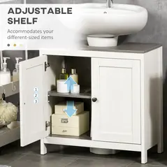 kleankin Bathroom Furniture Set with Adjustable Shelves, 6-Tier Tall Bathroom Storage Cabinet, Floor Cabinet with Drawer, Under Sink Cabinet, Antique White - 5