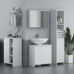 HOMCOM Narrow Bathroom Cabinet, Slim Bathroom Storage Unit with Open Compartment, Freestanding Storage Cupboard for Small Spaces, 30 x 30 x 160 cm, White - 2