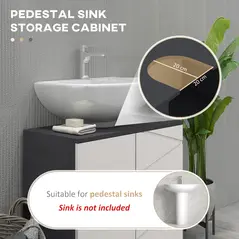 kleankin 5-Piece Bathroom Furniture Set, Bathroom Storage Cabinet with Doors and Shelves, Tall and Small Floor Cabinets, Wall-mounted Mirror Cabinet, Pedestal Sink Cabinet, Grey - 4