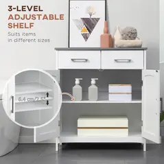 kleankin Bathroom Furniture Set with Adjustable Shelves, Tall Bathroom Storage Cabinet with Open Shelves, Bathroom Floor Cabinet with Drawers, Pedestal Sink Cabinet, White - 7